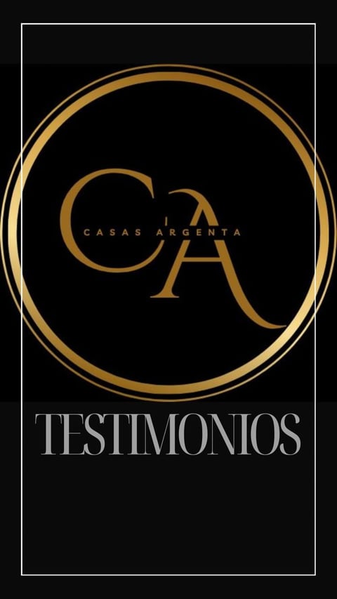 Casas Argenta gold logo with CA initials in circular frame on black background